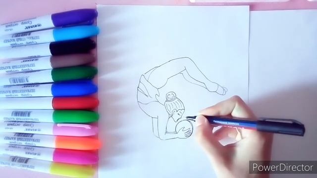 Как нарисовать гимнастку с мячом? смотреть онлайн