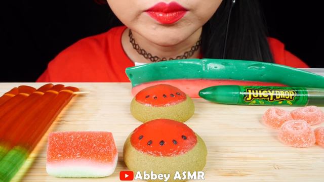 ASMR WATERMELON DESSERTS CANDY PARTY: JELLY NOODLES, SOUR GUMMY CANDY, JUICY DROP, ICE CREAM, COOKI смотреть онлайн