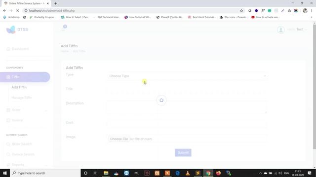 Online Tiffin Service system Using Project PHP and MySQL - PHPGurukul