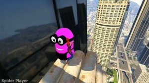 GTA 5 SPIDERMAN & Rainbow Minions Falling Off Highest Buildings