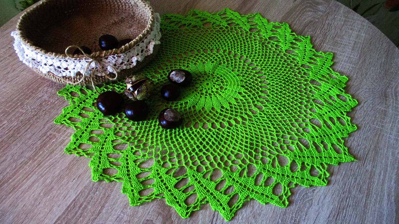 САЛФЕТКА С ОРИГИНАЛЬНОЙ КАЙМОЙ ИЗ ЛИСТОЧКОВ. ЧАСТЬ 3