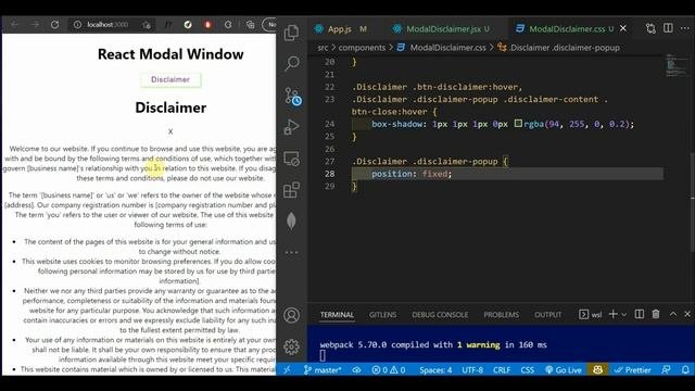 ReactJs Modal Window.