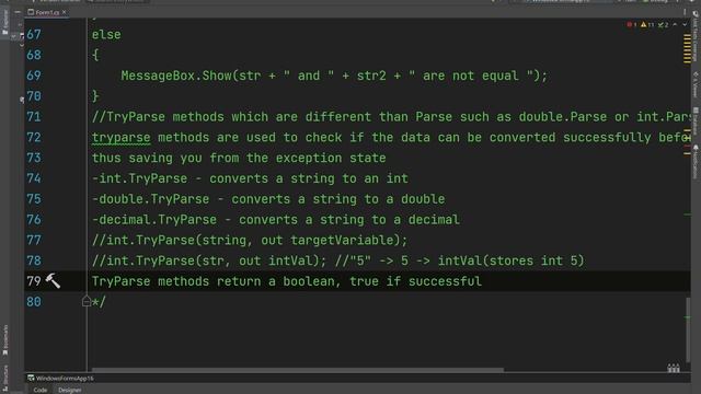C# .NET - TryParse Method & Exceptions