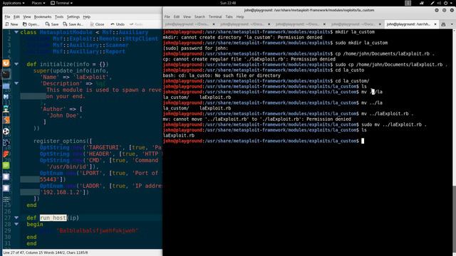 100. Loading a Module into Metasploit and Performing a Syntax Check Kali linux