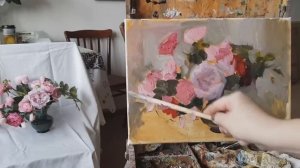 Живопись маслом. Этюд _Английские розы_