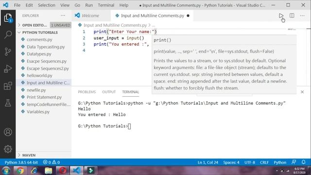 Input And Multi line Comments l # 13th Python Tutorial