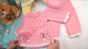 Вязаный костюм на девочку "Бурундук", 3-6 месяцев.