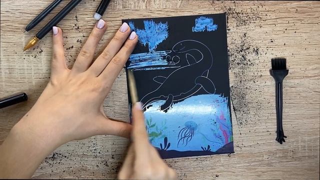 Scratch cards dinosaurs | Coloring Pages of cute dinosaurs | plesiosaur and shark смотреть онлайн