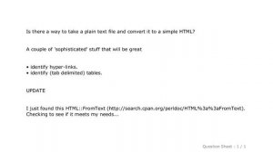 HTML : How can I convert plain text to HTML (preferably using Perl)?