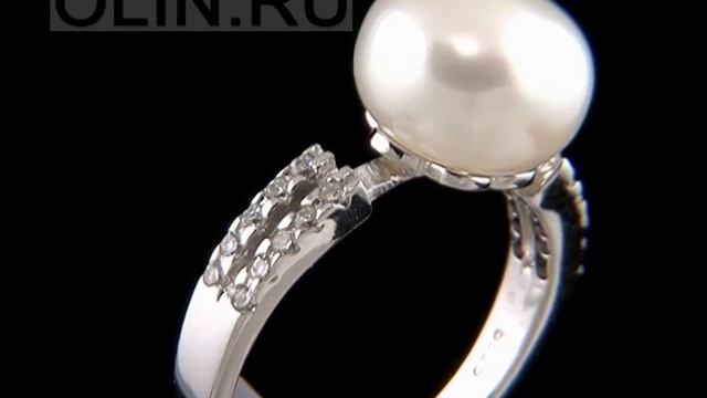 Серебряное колечко с жемчугом и цирконами