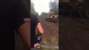 Корчевание бульдозером