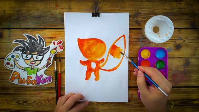 Как нарисовать БЕЛОЧКУ - Акварель Детский сад - рисуем с РыбаКит