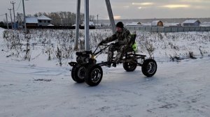 Первый зимний дрифт на мотоблоке!