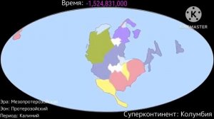 Континентальный дрифт Земли в 3,200 Млн и сейчас. Earth's Continental Drift at 3,200 MYA and Now