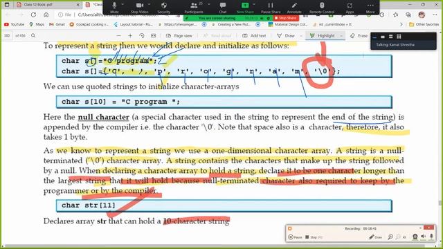 Computer Science Class 11: Array String