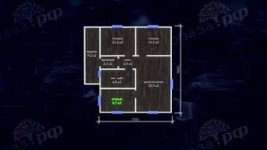 Одноэтажный дом под ключ. Каркасный дом 7х9 м