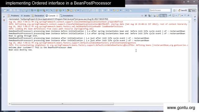 Spring Tutorial 15 - Implementing an Ordered interface in a BeanPostProcessor class смотреть онлайн
