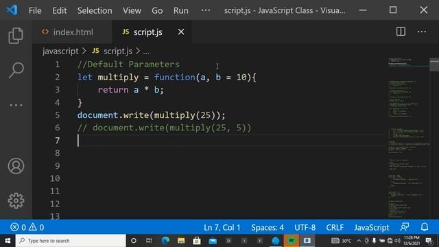 Lesson 18 in JavaScript Lessons: Default Parameters in JavaScript