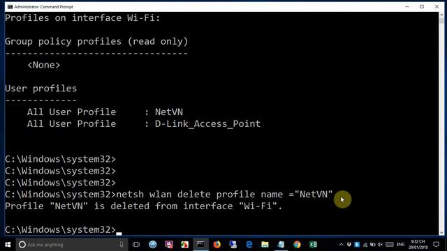 CMD удаление профиля беспроводной сети в Windows 10 8 8.1 7 XP смотреть онлайн