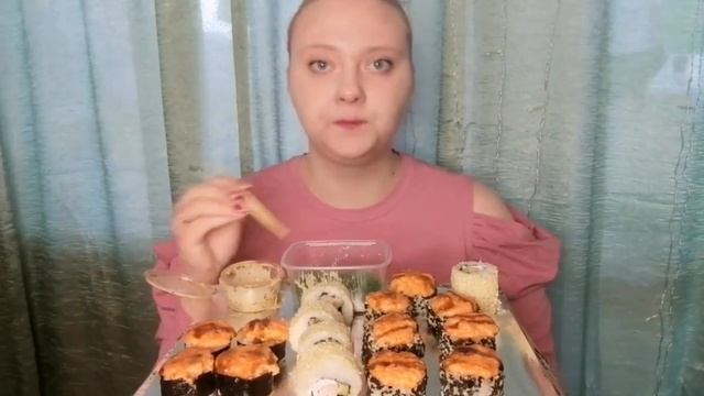 Роллы запечённые / Rolls. Чука с ореховым соусом. Мукбанг/Mukbang