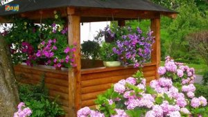 Ландшафтный дизайн беседки. Посадка растений вокруг беседки.