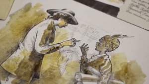 Корабль "Полтава" 1712
Видеоурок «ПЁТР И АРАП» техника-акварель, сепия