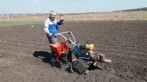 Посадка картофеля мотоблоком.