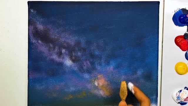 How to Draw a Starry Night / Acrylic Painting for Beginners смотреть онлайн