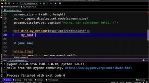 Pygame Tutorial - Eine einfache Art, Text im game-Fenster darzustellen