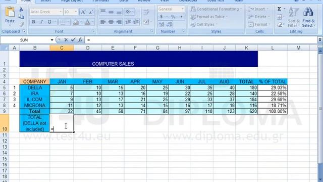 Enter a formula in cell C10 that subtracts the value in cell C5 from the value in cell C9. смотреть онлайн