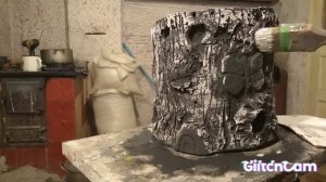 Вазон пень из арт бетона