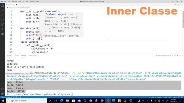 Python Tutorial for Beginners [URDU/HINDI] - #43 Inner classes in Python