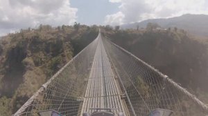 На мотоцикле по самому длинному подвесному мосту в Kusma-Gyadi Bridge Ntpal 4-03-2020 год