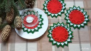 Idea for Christmas crochet doily / Идея для Новогодних салфеток крючком