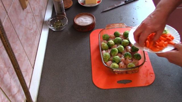 Курочка с Брюссельской капустой, очень вкусная и полезная запеканка на ужин или обед