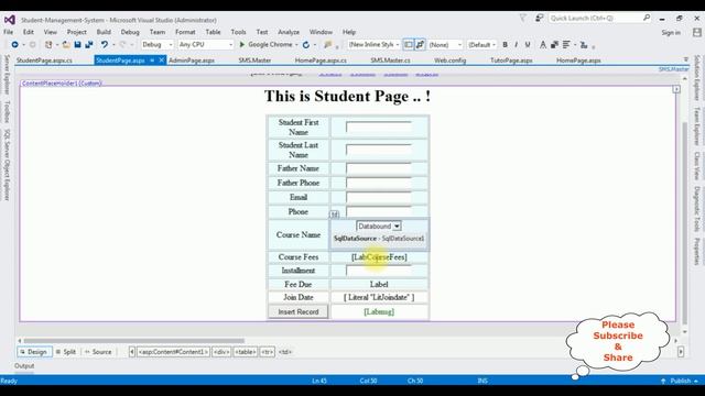 Student Management System Project In asp.net c# 4.6 | Part-2