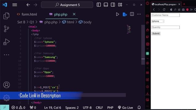 PHP Script for Customer and Product Management| BCA Sem 3 PHP Assignment 5 Set B Q 1 Solution