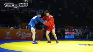 KLIMASHEUSKI Yauheni vs GELASHVILI Giorgi. Cadets male 88 kg. European SAMBO Championships 2023