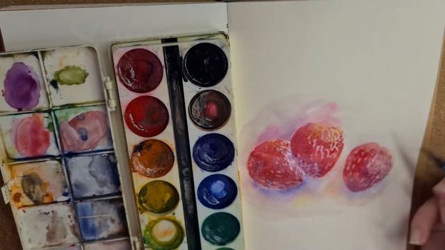 Рисуем КЛУБНИКУ акварелью ☆9 смотреть онлайн