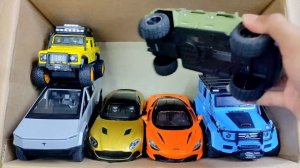 Box Full Of Model Cars / Lamborghini, G-Patton, Porsche, Tesla, Pagani, McLaren, Jaguar, Ferrari