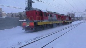 Сплотка тепловозов ЧМЭ3-4024 (ТЧЭ-2)/ЧМЭ3-4707 (ТЧЭ-2) следует резервом по 5-му пути.