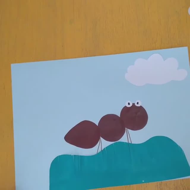 Аппликация из бумаги "Муравей" для детей 3-7 лет.