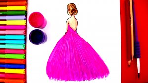 Рисуем девушку в красивом платье красками и карандашом