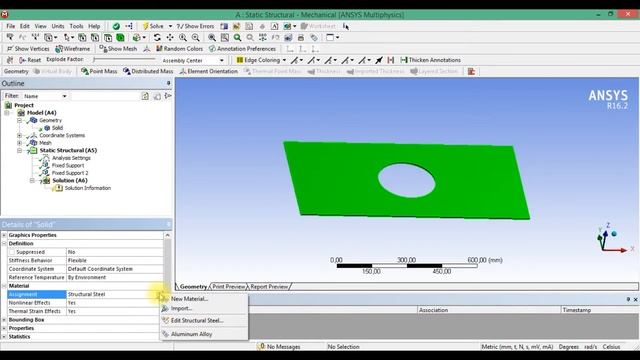 2.1 Прочностной анализ плоской пластины с отверстием в ANSYS Static Structural смотреть онлайн