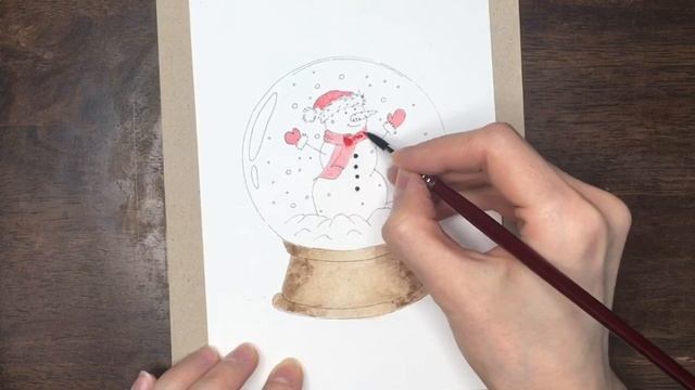 Снежный шар акварелью/Новогодняя открытка/DIY Christmas Card: Snow Globe