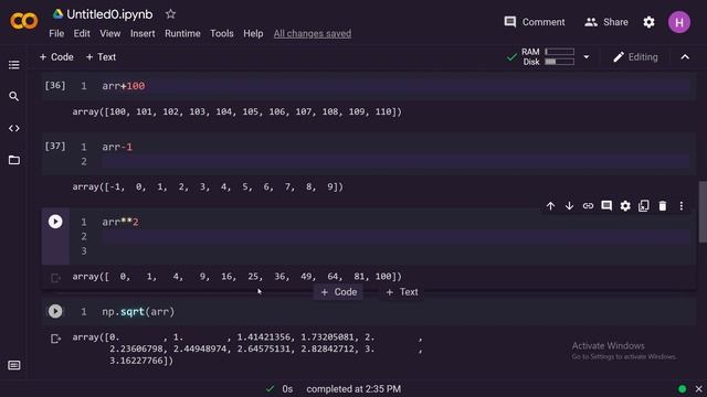 Numpy on Google Collab 2021 | Part 3 | Array Operations, Universal Functions