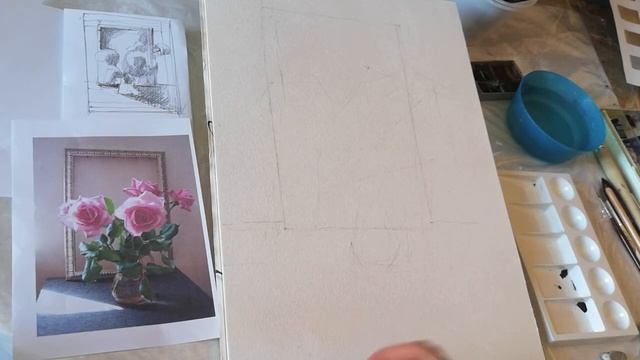 Акварель.. Букет Роз 1 часть. Рисунок смотреть онлайн