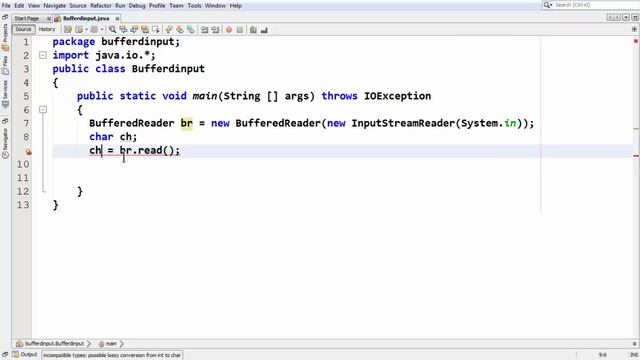 16.Grabbing a character as input from keyboard in console ouput using BufferedReader class in Java. смотреть онлайн