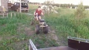 как заехать на мотоблоке в прицеп "универсал" курганские прицепы