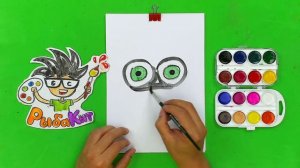 Милый черный КОТЕНОК рисуем красками